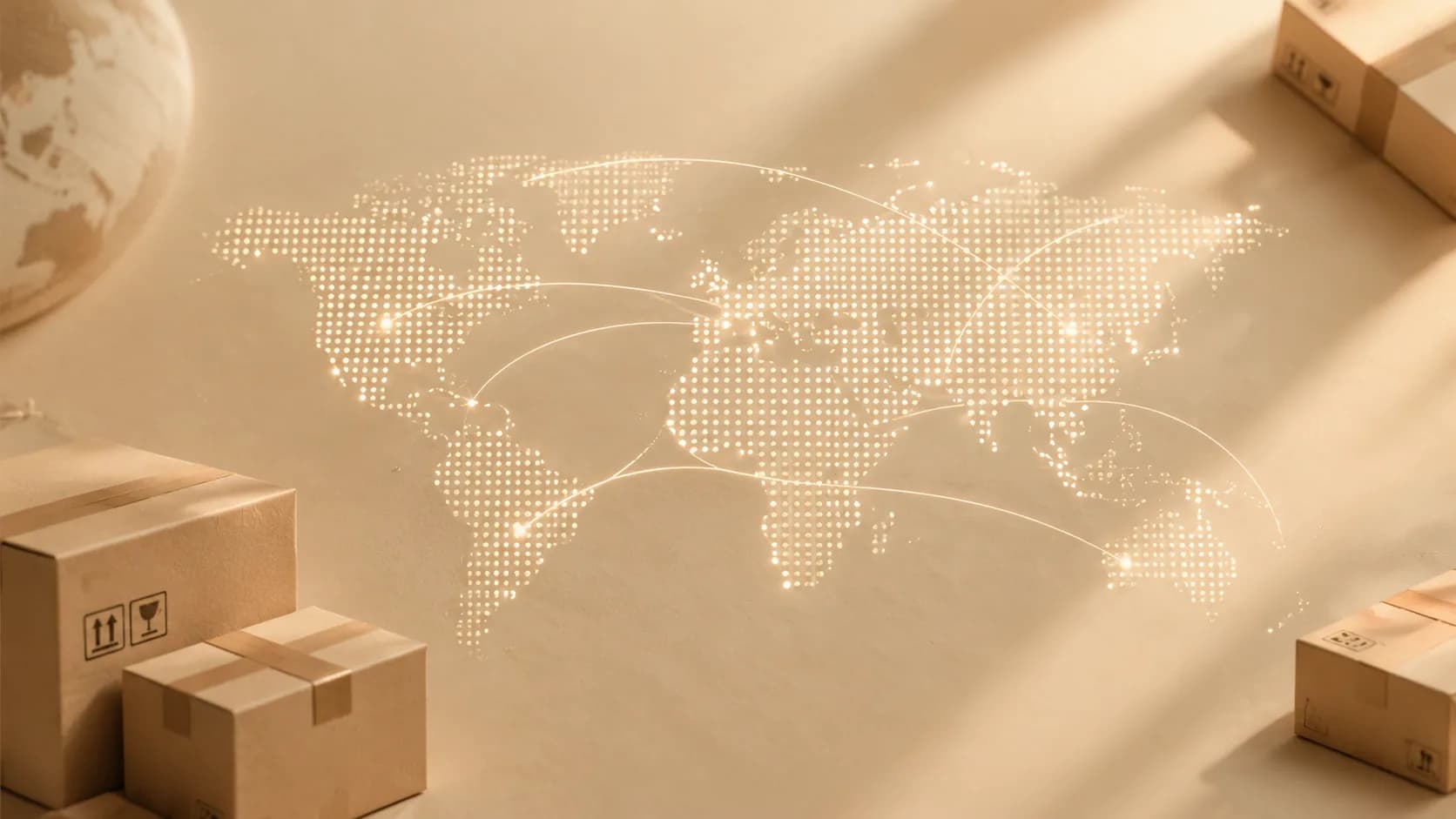 Conceptual visual of Vansity's global logistics network